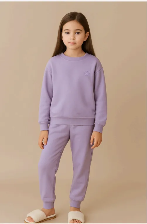 [6224004516150] Autumn cotton pyjama ( kids) (girl, grey, 10)