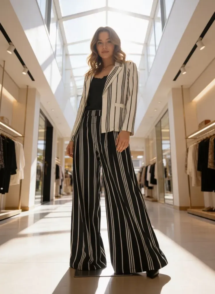 Stripped black and white pants (M)