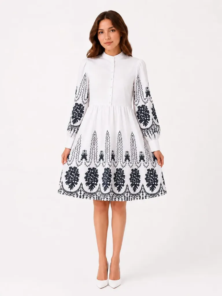 patterned cotton mini dress